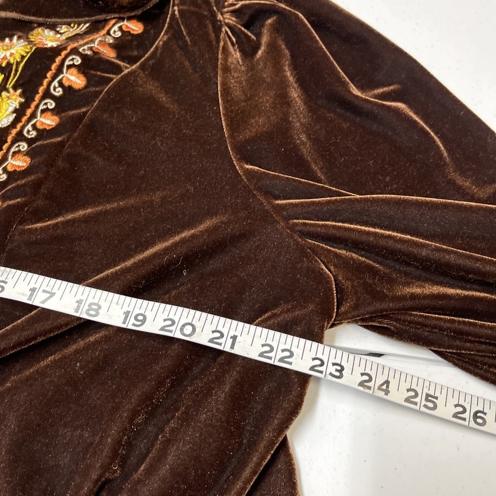Rustty Dustty Dress Brown Velvet Floral‎ Embroidered Size 4XL Western Cowgirl - Picture 8 of 16
